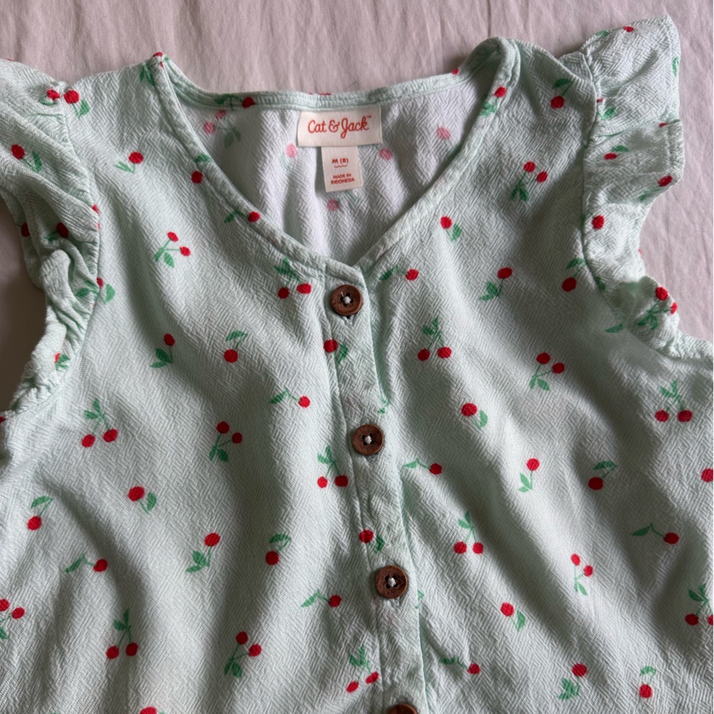 Cat & Jack Mint Green Cherry Print Top